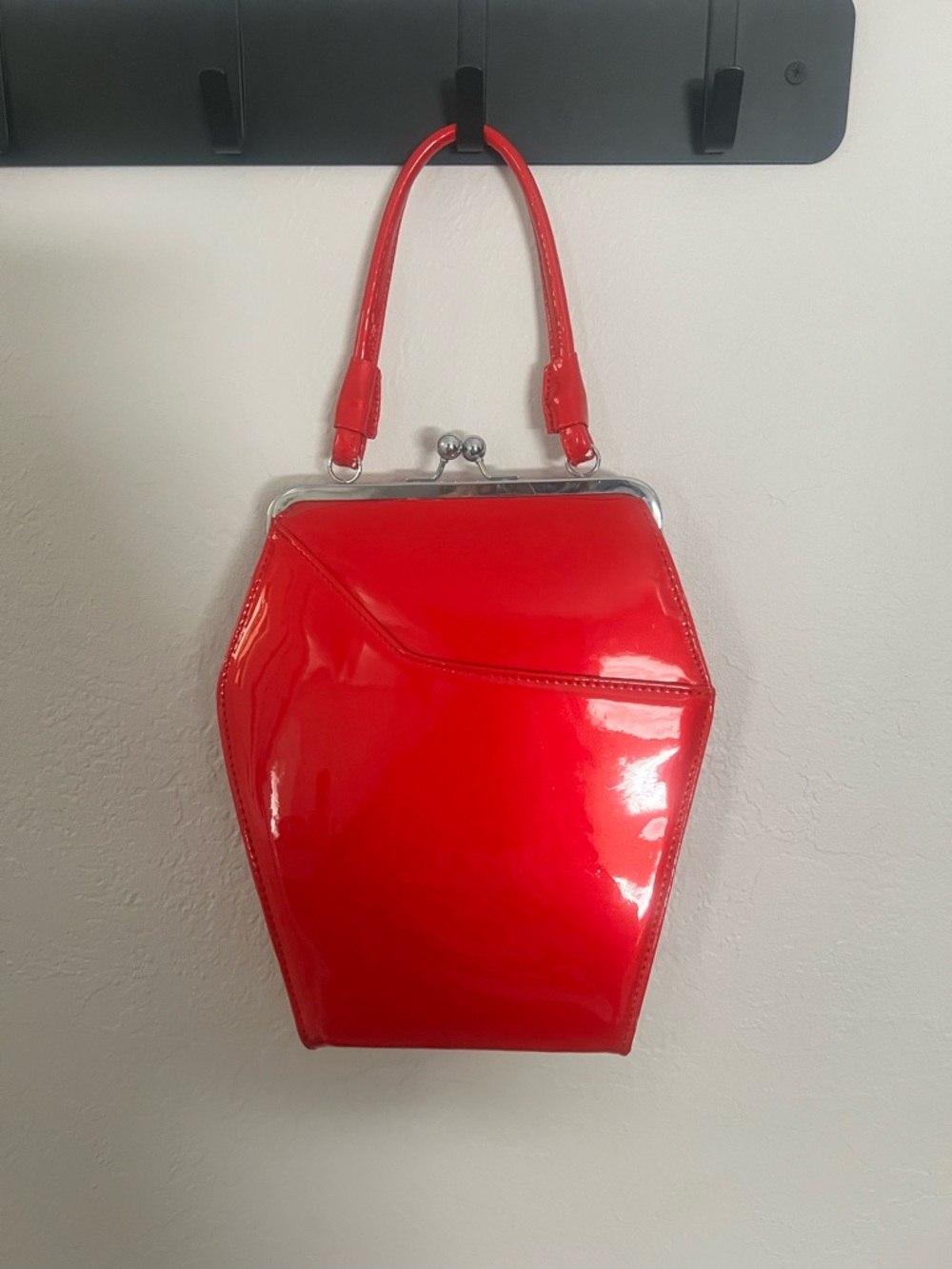 Red Patent Coffin Frame Handbag